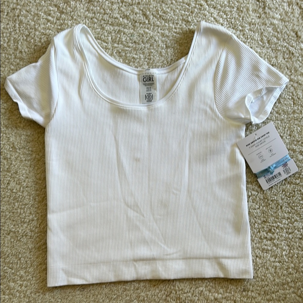 Athleta White Fitted Cap Sleeve Tee